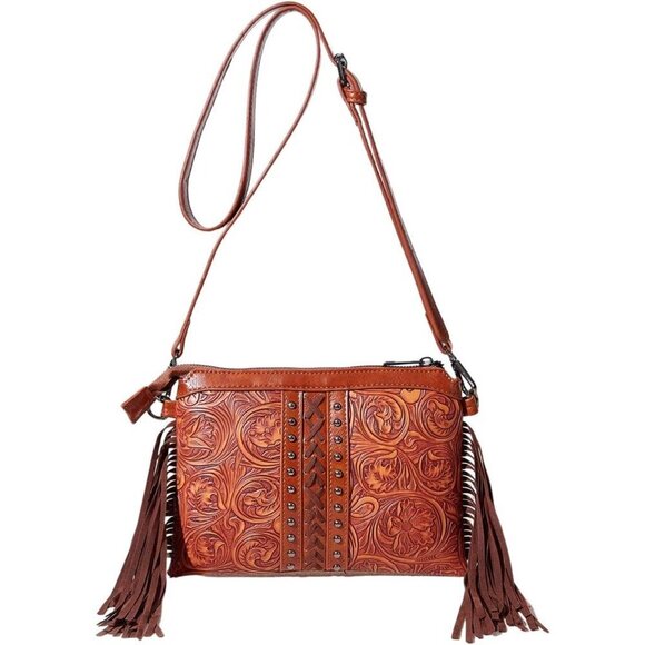 Handbags - Women's PU Leather Crossbody Bag Fringe Tassel Shoulder Purse Western Stylish